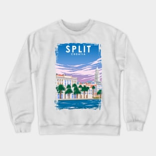 Split Croatia Vintage Minimal Retro Travel Poster Crewneck Sweatshirt